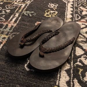 Chocolate Leather Rainbow Brand Flip Flops